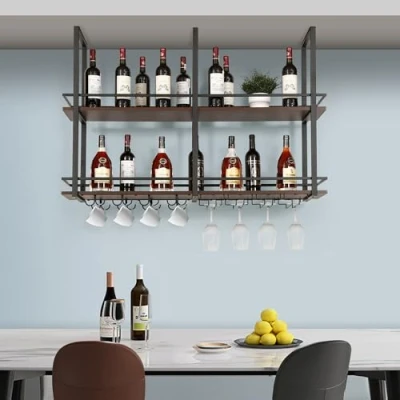Imagen de Botellero vino hubro con portavasos metal 8
