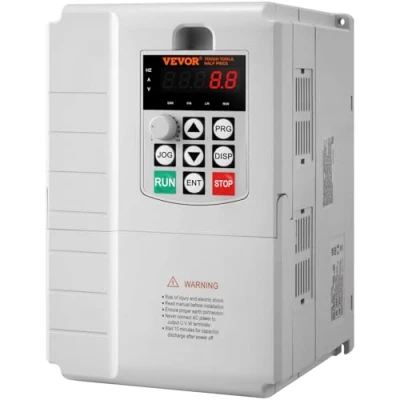 Imagen de VEVOR Variador de frecuencia 7,5 kW Convertidor 10 CV 34 A 0 400 Hz VFD con entrada monofásica, salida trifásica, control velocidad, enfriamiento rápido, para motores máquina