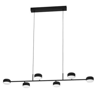 Imagen de Eglo LED lámpara colgante Clavellina para comedor, luminaria de 6 luces sala y luz metal en negro acrílico blanco, candil blanco cálido