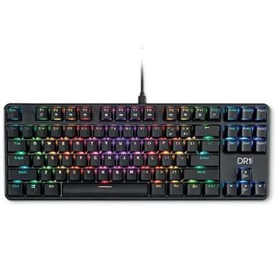 Imagen de DR1TECH [Amazon Exclusive] Raven Teclado Mecánico TKL Gaming RGB para PC [20Mln De Clic] 87 Teclas Anti Ghosting USB Ergonómico con Cable