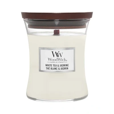 Imagen de WoodWick Scented Candle Medium White Tea &amp; Jasmine 11 cm / ø 10