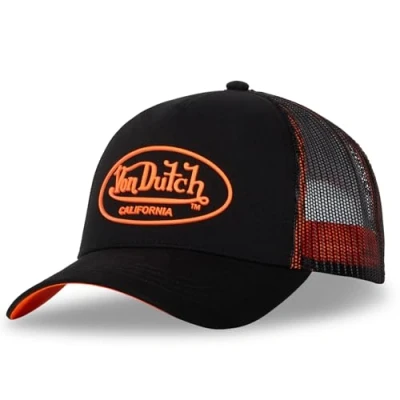 Imagen de Von Dutch Gorra para hombre y mujer, ajustable, Trucker DOM, naranja, Talla única