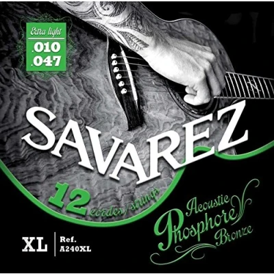 Imagen de Savarez Cuerdas para Guitarra acústica juego acoustic phosphor bronze 12string extra light A240XL