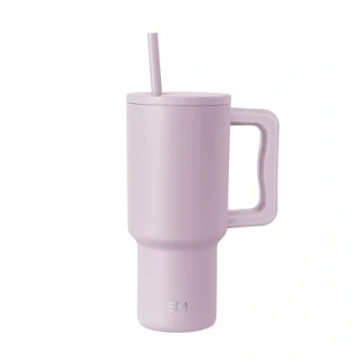 Imagen de Simple Modern Vaso Térmico con Pajita y Asa Taza Termica café para Llevar Botella de Agua Acero Inoxidable Aislado helado Trek 890ml Lavender Mist