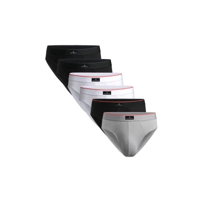 Imagen de DANISH ENDURANCE 6 Pack Calzoncillos Slip de Algodón Hombre, Cintura Cómoda, Sin Etiquetas, 3 X Negro, 2 Blanco, 1 Gris, Negro/Línea Roja, 3XL
