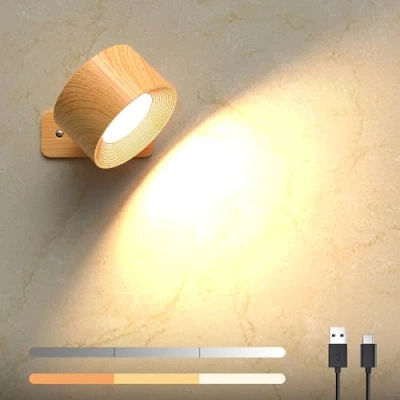 Imagen de Mexllex Lampara Pared Led, Apliques Interior Dormitorio Puerto de Carga Usb, Control TáCtil 3 Niveles Brillo Temperatura Colores Focos Libremente Giratorio Luces