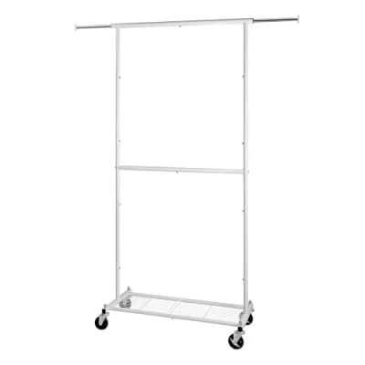 Imagen de Perchero Burro Extensible Ajustable con Ruedas Barra y Estante Ropa Zapatos Bolsos