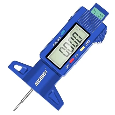 Imagen de GODESON Medidor Digital Profundidad Banda Rodamiento,0 25.4 Mm Pulgadas Rodamiento con Pantalla LCD y Azul de para Autos,Camiones,Motocicletas