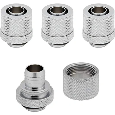 Imagen de Corsair Hydro X Series, XF Compression Conectores 10/13 mm (3/8&quot; / 1/2&quot;) DI/DE Pack de Cuatro Unidades (Las Roscas BSPP G1/4&quot;, Latón Sólido Durabilidad, Compatibles con Adaptadores X) Cromo