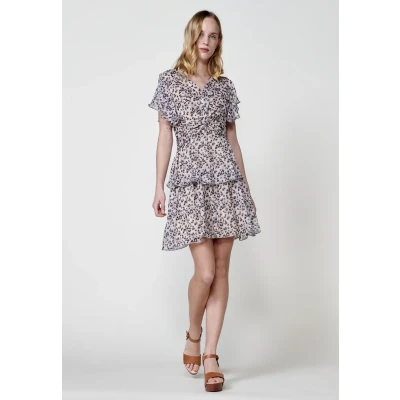 Imagen de Vestido Corto de Chiffon Semitransparente Multicolor con Estampado Animal
