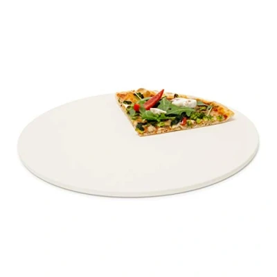 Imagen de Relaxdays Pizza Redonda, Plancha de Piedra para Horno y Parrilla, Bandeja, Cordierita, 33 cm Diámetro, Beige