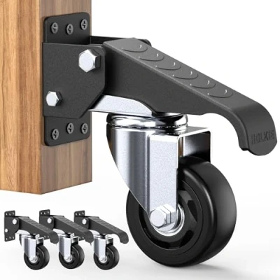 Imagen de Ruedas para bancos de trabajo pesados retráctiles 75 mm con función elevación y descenso Rotación 360 Ideal u otros equipos Carga máxima 500 kg
