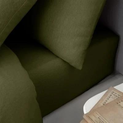 Imagen de Catherine Lansfield Sábana Bajera Ajustable de algodón Cepillado, tamaño Super King, Color Verde