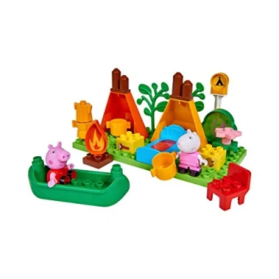 Imagen de BIG Spielwarenfabrik Bloxx PP Set de Camping Peppa Pig y Suzy Camper, 25 Piezas, para niños a Partir 18 Meses, Color Verde, Naranja, Rojo, Blanco, Rosa, Azul, marrón, Medium (800057143)