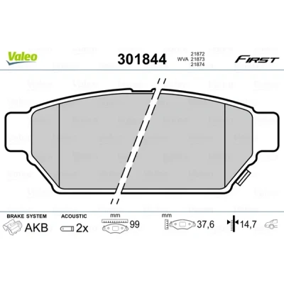 Imagen de VALEO 301844 Juego de pastillas freno FIRST Eje trasero con contacto avisador desgaste sin chapa antichirridos MITSUBISHI: Carisma Hatchback