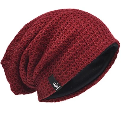 Imagen de Hombre Gorro de Punto Slouch Beanie Knit Invierno Verano Hat (Burdeos)