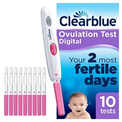 Imagen de Clearblue Prueba de ovulación digital con eficacia demostrada para ayudarte a quedarte embarazada, 1 soporte y 10 tests