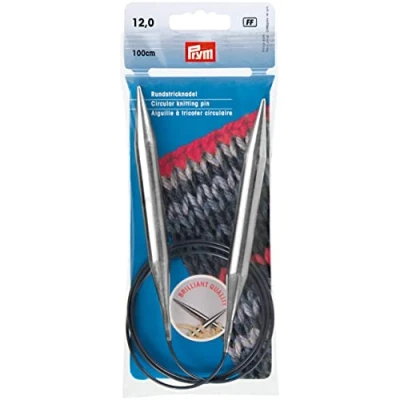 Imagen de Prym Rundstricknadeln MS 100 cm 12,00 mm silberfarbig Agujas Redondas, Latón, Plateado, 12,0