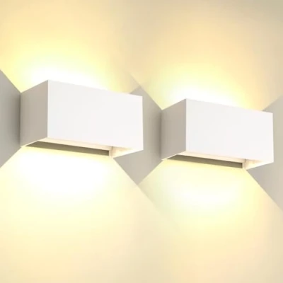 Imagen de 2 Piezas 25W LED Aplique Pared Exterior Interior IP65 Impermeable Apliques Lámpara de Aluminio Moderno Blanco 3000k luz Cálida, Ángulo Ajustable, Fácil instalar