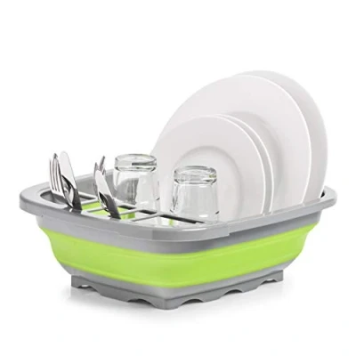 Imagen de Zeller 26625 Escurreplatos Plegable (plástico, 38,4 x 32,4 4,6/12 cm), Color Gris y Verde