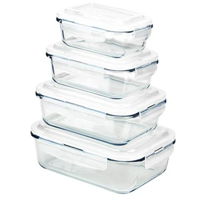 Imagen de Grizzly Contenedores de Almacenamiento Vidrio para Alimentos 4 Unidades en tamaños Mixtos Rectangular