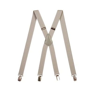 Imagen de Olata Tirantes Finos Con Cierre De Clip Unisex Ajustables En Forma X Clips Metálicos 2.5 cm. Gris Claro