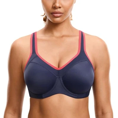 Imagen de SYROKAN Sujetador Deportivo Alto Impacto con Aros y Forro Ligero para Mujer Azul Tinta 90C
