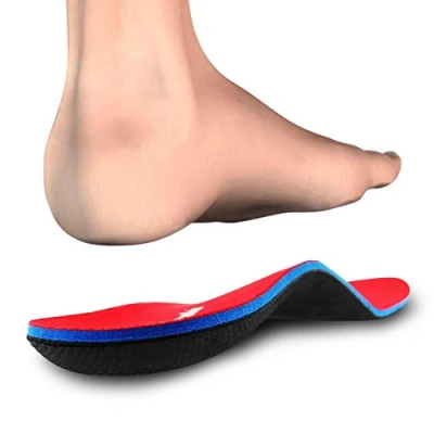 Imagen de PCSsole Orthotic Arch Support Inserciones de calzado plantillas para pies planos, dolor en los pies, fascitis plantar, hombres y mujeres Rojo(EU48 49(31cm))