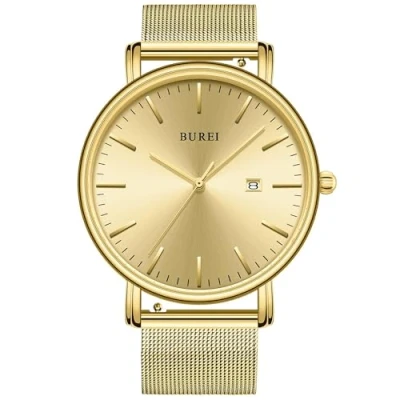 Imagen de BUREI Relojes de Pulsera para Hombre,Relojes Cuarzo analógicos Minimalistas Hombre con Correa Malla,Regalos