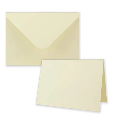 Imagen de 20x Juego de tarjetas plegables incluyendo sobres más grandes que DIN B6 Oversize invitación en blanco crema / natural con