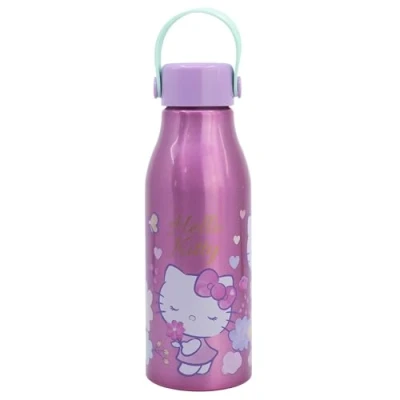 Imagen de Botella de agua infantil aluminio 760 ml con asa en el tapón Hello Kitty