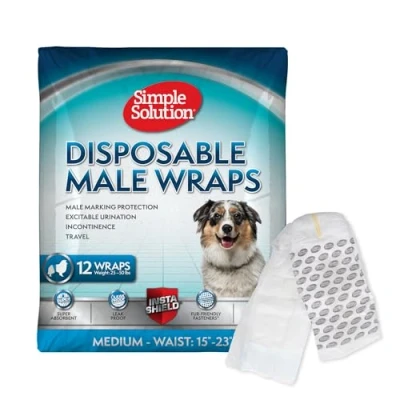 Imagen de Simple Solution Pañales Desechables para Perros Machos, Machos con Ajuste Super Absorbente a Prueba de Fugas, Micción Excitable, Incontinencia o Marcado Masculino