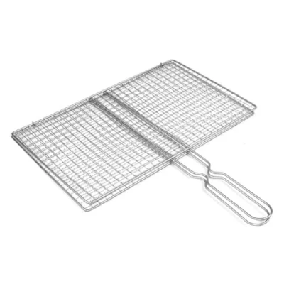 Imagen de parrilla barbacoa Cesta triple antiadherente for asar pescado con asa de metal barbacoa, Rejilla pescado, accesorios al aire libre Parrilla(A)