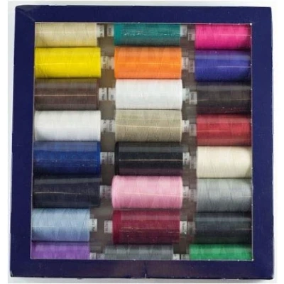 Imagen de Coates Moon Bobinas de hilo, algodón 1000 hilos y poliéster para máquina coser 120S, colores oscuros