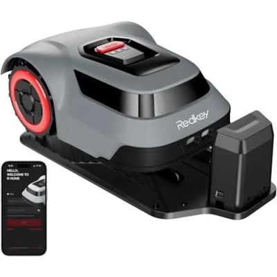 Imagen de Redkey MGC500 Robot Cortacesped, Detección de Rotura Cable, Ángulo Máximo Escalada 24, Cubierta Cuchilla Levantada Automáticamente, Control por App, para Espacios Patio hasta 500M²