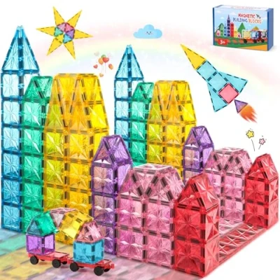 Imagen de COOLJOYA Bloques Magneticos Construccion Niños 42 Piezas Magneticas Niños, Construcciones de Construcción Magnéticos, Juguetes 3 4 5 6 7 8 Años