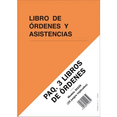 Imagen de PAQ. 3 LIBROS DE ÓRDENES y ASISTENCIAS. A4, 25 folios triplicados numerados.