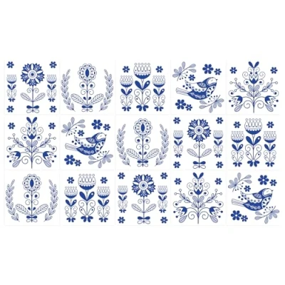Imagen de Ulticool pegatinas impermeables para azulejos Florero azul de Delft 15 x cm unidades autoadhesivas lámina borde pared baño cocina
