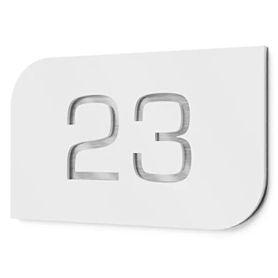 Imagen de GRAVIERS DESIGN Número de Casa Exterior Personalizable Acero Inoxidable 215x150 mm (Tamaño recomendado) en Blanco Resistente a la Intemperie. Para Puertas y Portales. [Made in Germany]