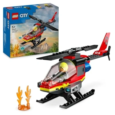 Imagen de Lego City Helicóptero de Rescate Bomberos Juguete, Set Construcción con Minifigura Piloto, Regalo para Niños y Niñas 5 Años o Más, Juego Imaginativo 60411