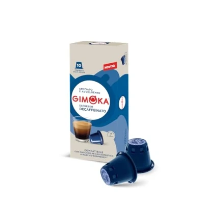 Imagen de Gimoka Mezcla de Café Espresso Descafeinado, intensidad 7/13 100 Cápsulas Compatibles con Máquinas Nespresso* para uso doméstico Producido en Italia 10 paquetes
