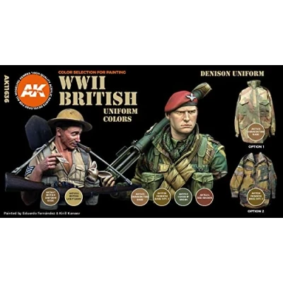 Imagen de AK Acrylics 3Gen FIGURE SET AK11636 WWII BRITISH UNIFORM COLORS 3G (6x17ml)