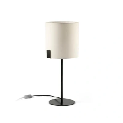 Imagen de Faro NILA Lámpara De Mesa Con Pantalla Redonda Negro Mate Blanco Roto