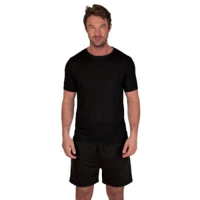 Imagen de Light &amp; Shade LSSET032 Conjunto de Camiseta y Pijama Corto con Cuello Redondo para Hombre, Negro, S