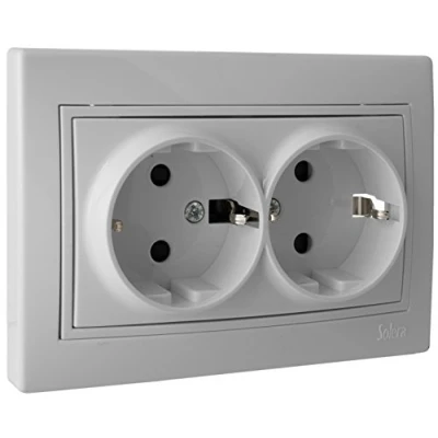Imagen de SOLERA 65331 Base Doble DE Enchufe 2P+T con Obturador 16A 250V, 50 W, 250 V, Neutro