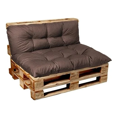 Imagen de Garden Factory Cojines para palets, Cojín de palé, Sofas palets Asiento, Respaldo o Juego (Set (Asiento 120x60 + 120x40) Marrón)