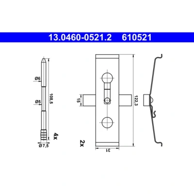 Imagen de ATE 13.0460 0521.2 Kit de accesorios, pastillas frenos AUDI: TT Coupé, A3 Sportback, CUPRA: Formentor SUV, SEAT: Leon III SC norauto, oscaro,