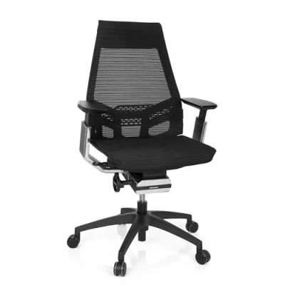 Imagen de hjh OFFICE 652885 Silla de Oficina GENIDIA Smart CM Malla Negro/Cromo, giratoria ergonómica, Soporte Lumbar Ajustable en Altura
