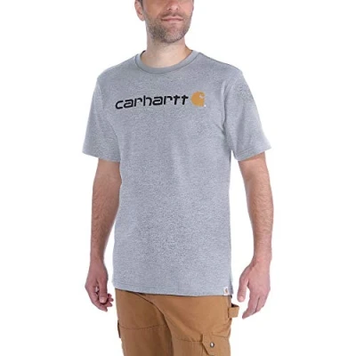 Imagen de Carhartt, Hombre, Camiseta De Manga Corta Con Logotipo Gráfico, Tejido Grueso, Ajuste Ligeramente Holgado, Jaspeado gris, XL