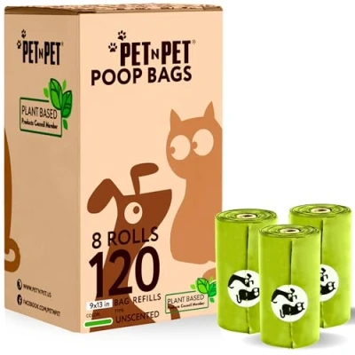 Imagen de PET N Bolsa compostable para excrementos de perros, 120 bolsas verduras duraderas, gruesas y a prueba fugas perros